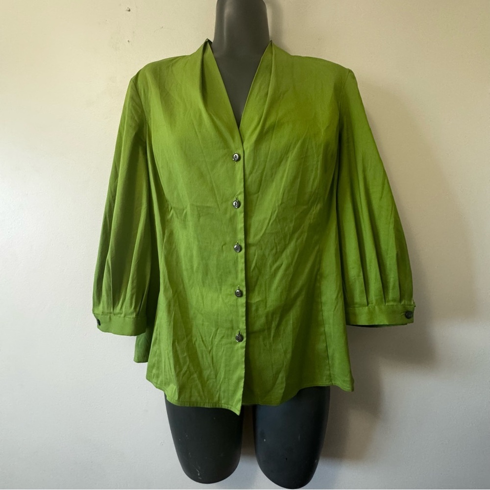 Talbots Classic Green Button-Up Blouse
